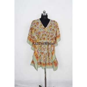 Nuevo Vestido Kaftán de Tela de Algodón Ecológica Hecho a Mano, Estilo Bohemio, Transpirable, con Estampado a Bloque, Kimono Largo - Product Image 4