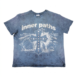 เสื้อยืดผู้ชายผ้าฝ้าย 100% ทรงหลวม พิมพ์ลายพรีเมียม ผ้าฝ้าย 240 GSM ซักย้อมสีแบบแอซิดวอช ทรงโอเวอร์ไซส์ ลายกราฟิก สกรีนแบบดิสเทรส - Product Image 6