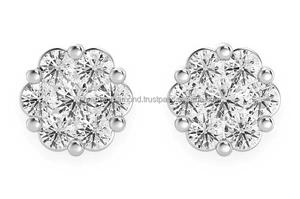 Bulk Wholesale Multi Size Cluster Halo Moissanite Diamond Flower Stud <b>Earrings</b> 14K <b>Solid</b> Gold Luxury Fine Jewelry for Men Women - Product Image 5