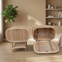 Table de chevet en rotin avec rangement, meubles de chambre minimalistes faits à la main, rotin naturel 100% fait main, décoration d'intérieur