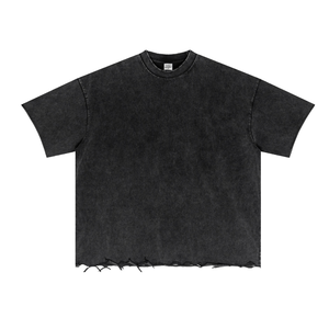 เสื้อยืดคอหนาทรงโอเวอร์ไซส์ ผ้าคอตตอน 100% หนัก 310GSM ซักย้อมสีแบบแอซิดวอช สไตล์ดิสเทรส  ขายดี ผลิตตามแบบ OEM เป็นมิตรต่อสิ่งแวดล้อม ทรงไหล่ตก - Product Image 3