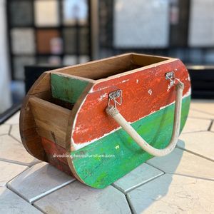 Macetas / Bolsas para Flores de Madera de Barco Reciclada, Color Original, para Decoración de Jardín, Hogar y Exteriores, Macetero Ovalado de Ratán/Mendong Mediano - Product Image 4