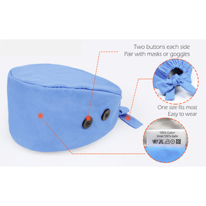 Gorro Quirúrgico Azul Claro con Botones y Lazos para Uniformes de Hospital, Accesorio Unisex para el Cabello - Product Image 2