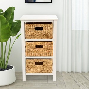 High Quality Vietnam-Made Wooden Cabinet with Water Hyacinth Basket <b>Storage</b> Drawer Cabinet for Home Furniture Wholesaler - Product Image 5