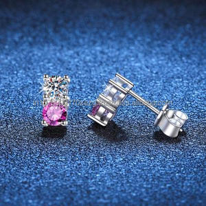 Pendientes de Diamantes Cultivados en Laboratorio, con Gemas Rosas, Plata de Ley 925, Regalo de Aniversario, Joyería - Product Image 1