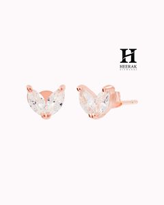Pendientes de Lujo con Corte Marquesa en Forma de Hoja, Oro de 14K con Doble Piedra, Joyería Elegante y Minimalista para Mujer y Regalos - Product Image 2