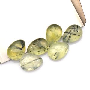 Lote al por mayor de gemas sueltas calibradas de prehnita natural en forma de pera de 5x7mm con parte trasera plana para fabricación de joyas - Product Image 1