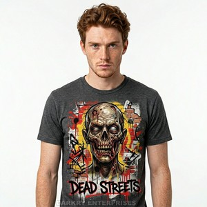 เสื้อยืดผู้ชายสีแดงเลือดหมู พิมพ์ลายกราฟิก Undead Machine Cybernetic Zombie ผ้าคอตตอนหนา สไตล์วินเทจ ทรงโอเวอร์ไซส์ เสื้อผ้าสตรีทแวร์ ผู้จำหน่าย - Product Image 2