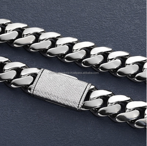 Venta al por mayor joyería de Hip Hop 10mm 925 cadenas de plata hombres collar sólido 18K chapado en oro liso collar de cadena de eslabones cubanos - Product Image 3