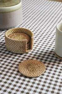 Elegant Textured Rattan <b>Coaster</b> Perfect For Matching With <b>Ceramic</b> Glass Or Wooden Tableware Dining Room Presentation - Product Image 3