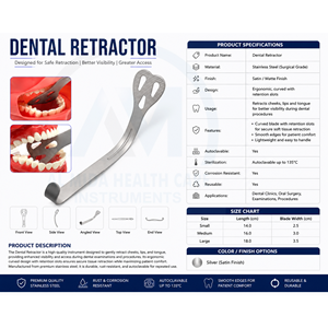 Retractor Dental Manual de Acero Inoxidable Al Mida Healthcare, Certificado CE Clase I, con Agarre Fácil para Uso en Quirófano - Product Image 5