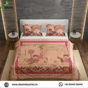 Luxury King Size Cotton Bedsheet <b>Set</b> | Floral Digital Panel Print Shahi Gharana <b>Bedding</b> <b>Set</b> with 2 Pillow Covers Premium Quality - Product Image 2