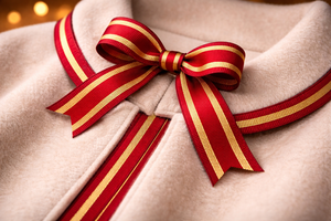 ริบบิ้นตกแต่งลายทางสีแดงทองเมทัลลิกขนาด 25 มม. สำหรับตกแต่งเสื้อผ้าและบรรจุภัณฑ์ จากบริษัทนีลกามัล อินดัสทรีส์ - Product Image 3