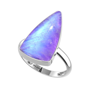 Anillo Infantil de Plata de Ley 925 con Acabado de Alta Calidad, Engaste de Bisel, Piedra Lunar Púrpura, Formas Mixtas, Estilo Minimalista Clásico para Boda - Product Image 4
