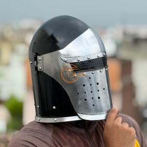 Casco de Guerrero Medieval Barbuta, para Juego de Rol, Caballero, Hierro Pulido, con Correa de Forro, para Halloween y Navidad - Product Image 2