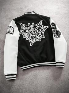 Black <b>white</b> varsity outerwear College style Baseball bomber fashion winter streetwear wool blend warm <b>jacket</b> for <b>men</b> Wholesale - Product Image 3