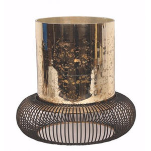 Bougeoirs chauffe-plat faits à la main en métal géométrique doré décoration de la maison - Product Image 6