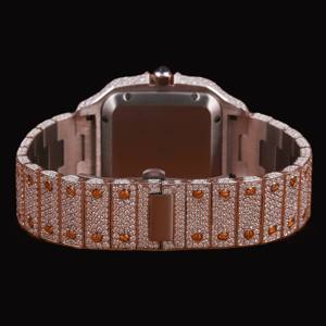 Reloj Impresionante de Diseño Cuadrado Personalizado con Números Romanos, Esfera Completamente Adornada con Diamantes Moissanite, Hecho a Mano, Estilo Hip Hop - Product Image 4