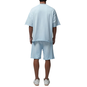 เสื้อยืดคอกลมแขนสั้นผ้าฝ้ายโอเวอร์ไซส์สำหรับผู้ชายและกางเกงขาสั้นชุดกีฬาทรงหลวมสตรีทแวร์ฮิปฮอปลำลองสำหรับฉัน - Product Image 4