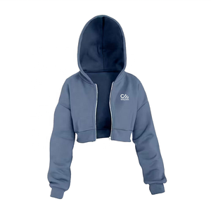 Women's for <b>Cropped</b> <b>Zip</b>-<b>Up</b> <b>Hoodie</b> with Front Logo Pocket Acid Wash Stonewashed Fleece Sweatshirt Winter Wear - Product Image 5