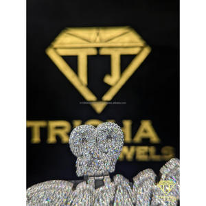 Collier pendentif personnalisé « SAINT » en moissanite VVS, diamant, argent sterling 925, style hip-hop, bijoux de luxe par Trisha Jewels - Product Image 4