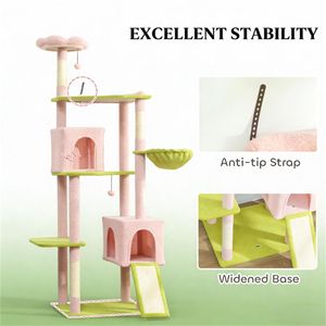 Grande Torre Rosa per Gatti, Struttura per Arrampicata e Tiragraffi - Product Image 4