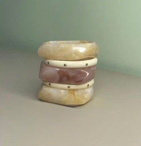 Modern Resin Bangles Set <b>Red</b> White Orange Acrylic Cuff <b>Bracelets</b> Unisex Fashion Jewelry Womens And Girls Gifts At Best price - Product Image 3