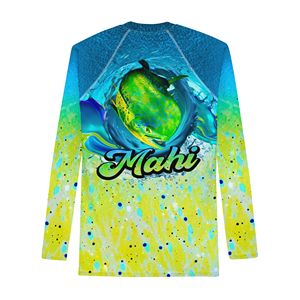 Men's Long Sleeve Rash Guard Blue Green Gradient <b>Swim</b> <b>Shirt</b> Compression Surf Top - Product Image 3