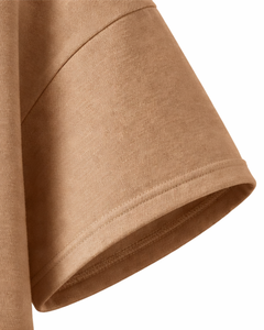 Sweat à capuche marron à manches courtes pour homme, pull décontracté, t-shirt à capuche léger, streetwear d'été, en mélange de coton, avec poches - Product Image 5