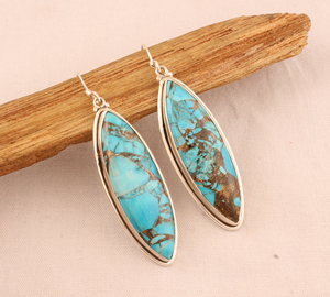 Wholesale Marquise Blue Copper Turquoise <b>Earrings</b> 925 Sterling <b>Silver</b> Blue Mohave Turquoise <b>Drop</b> <b>Earrings</b> B2B Jewelry Supplier - Product Image 6