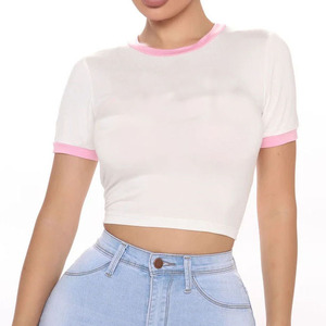 Camisetas Cortas de Algodón Transpirable para Mujer, Ropa Casual de Verano, Proveedor de Ropa Urbana Ligera para Mujer, Fabricante de Pakistán - Product Image 1