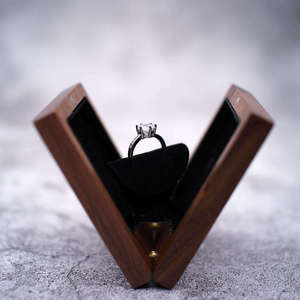 Best Selling Portable Wooden <b>Ring</b> Holder Case with Soft Interior for <b>Proposal</b> Wedding and Travel Protection Available For Sale - Product Image 3