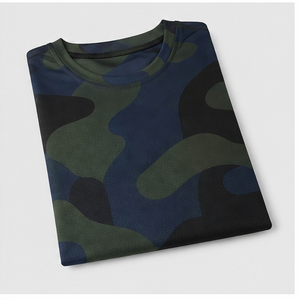 Camiseta de Manga Corta para Hombre con Cuello Redondo y Estampado de Camuflaje Curvo en Color Petrol, Modelo MTS-CAMO-0045 - Product Image 6