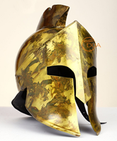 Armure en fer portable 300 King Leonidas pour casque, personnage de film et de télévision, finition polie en laiton plaqué antique