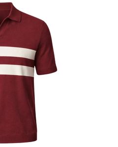 Polo de punto a rayas rojas y blancas personalizado para hombre, manga corta, dobladillo acanalado, corte ajustado, informal, mezcla de algodón, fabricante personalizado - Product Image 2