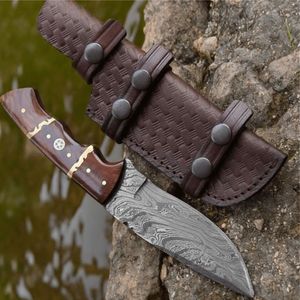 Cuchillos de caza de hoja fija de diseño personalizado con filo para desollar, mango decorativo de madera, banda turquesa y extremo de agarre estilo asta de ciervo - Product Image 5