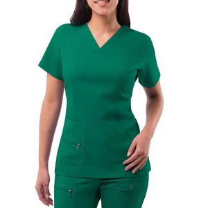 Wholesale Beauty Salon <b>Scrubs</b> Nurse Uniforms Short Sleeve Top Joggers Stretch Slim Fit Breathable Comfortable Customized Color - Product Image 4