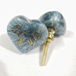 Handcrafted Opaque <b>Grey</b> Resin Knobs with Metallic Inlay Dog Ideal for Kids Room, Nursery <b>Cabinets</b> & Stylish Storage Units - Product Image 1