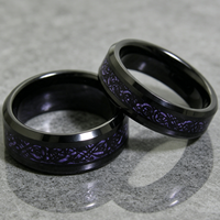 Bagues de couple en carbure de tungstène noir 8 mm, alliances assorties pour hommes et femmes, bijoux mystiques en gros