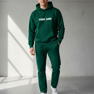 Conjunto Deportivo Informal de 2 Piezas para Hombre, 100% Algodón, con Logotipo Bordado Personalizado, Sudadera con Capucha y Pantalones Deportivos Holgados, Novedad 2025 - Product Image 1