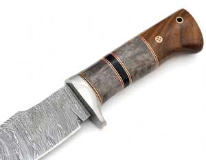 Couteau à découper artisanal en acier Damas avec manche en bois de corne, outil de cuisine - Product Image 3
