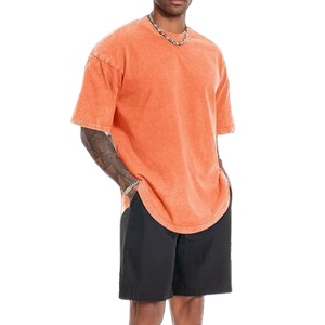 Camiseta de Verano para Hombre con Lavado Ácido, Logotipo Personalizado, Algodón, Talla Grande, Transpirable, Estilo Urbano, Casual, OEM, Venta al Por Mayor - Product Image 4