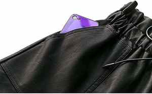 กระโปรงหนังลินินสีดำทรงเอไลน์เอวสูงสำหรับผู้หญิง แต่งจีบ เหมาะสำหรับออกเดท คอนเสิร์ต หรือใส่ไปเที่ยวคลับ - Product Image 4