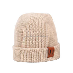 New Wholesale Unisex Winter Knitted <b>Beanie</b> for Adults 100% <b>Wool</b> Warm <b>Beanie</b> <b>Hat</b> with Custom - Product Image 3