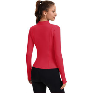 Yoga Jacket with Thumbholes <b>Women's</b> Long Sleeve Fitted Zip Up Cuffed Sleeves Workout Running Gym Outerwear - Product Image 5