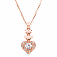 Ensemble de bijoux en argent sterling 925 plaqué or de luxe en forme de cœur avec zircon cubique, collier et boucles d'oreilles, cadeau de mariage pour femme