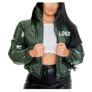OEM Wholesale Winter Custom Waterproof Breathable Knitted Canvas <b>Cropped</b> Hooded Regular <b>Puffer</b> <b>Jacket</b> Women Outdoor Casual - Product Image 6