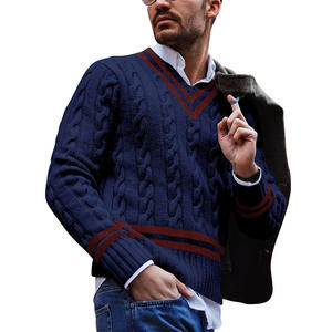 Suéter Personalizado OEM y ODM con Logotipo Personalizado, Cuello en V, para Hombre, Estilo Varsity, de Lana/Cachemira, Antipilling, Transpirable, para Invierno - Product Image 6