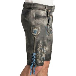 Men's Bavarian Leather Shorts Embroidered <b>Animal</b> <b>Pattern</b> Button Fly Vintage Style Mid Waist Bermuda Length lederhosen Shorts - Product Image 2