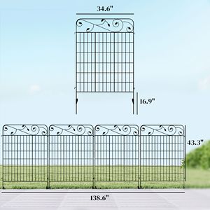 Set di 4 Pannelli per Recinzione da Giardino in Acciaio, 29,2 cm L x 109,2 cm H, Resistenti alla Ruggine, Bordo Decorativo per Fiori, Rete per Giardino - Product Image 3